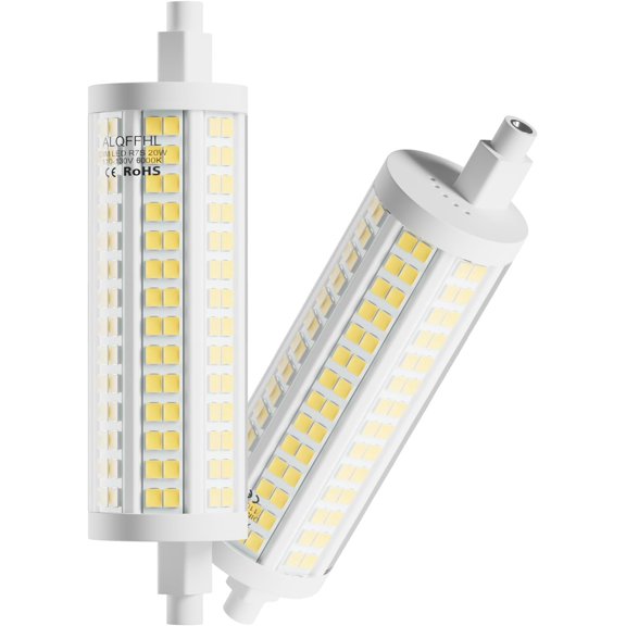 R7s 118mm 20W LED Bulb, Dimmable J Type Double Ended Flood Light, 200W Halogen T3 Replacement, 120V 2500 Lumen, Wall Security Floor Standing Lamp for Work and Home, Pack of 2 (6000K Cool White)