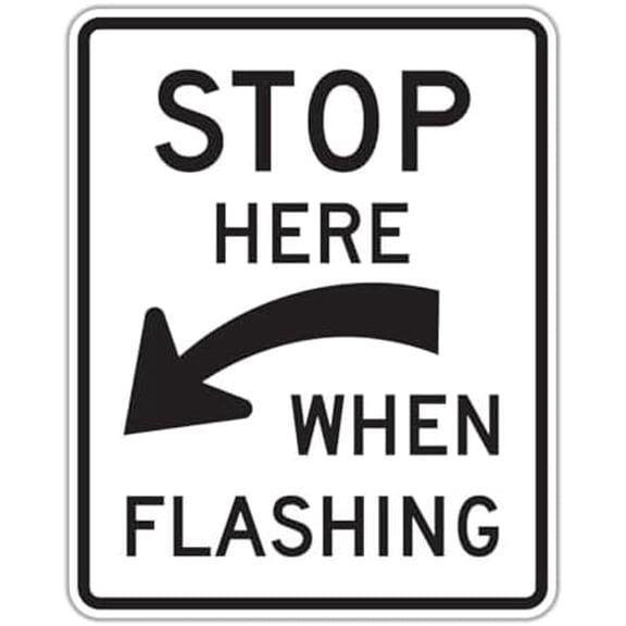 R8-10a Stop Here When Flashing - Traffic Railroad and Light Rail Crossing Sign Metal Sign 8 x 12 Inches – Clear Signage for Walls, Fences