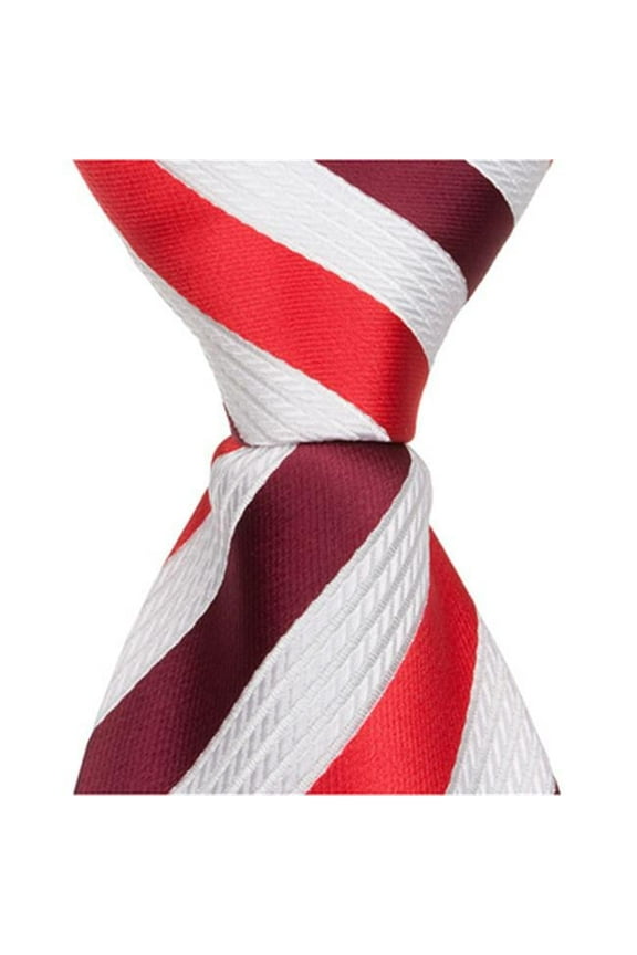 R8 - 6 in. Newborn Zipper Necktie - Red With White Stripes