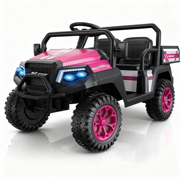 R8 Apex 24V Ride on Toys for Big Kids, 4WD Ride on Car w/Remote Control, 2-Seater Electric UTV Car, Pickup Trunk Bed, Extra Shovel, Battery Indication, 2 Speeds, Music, Wireless, LED Lights