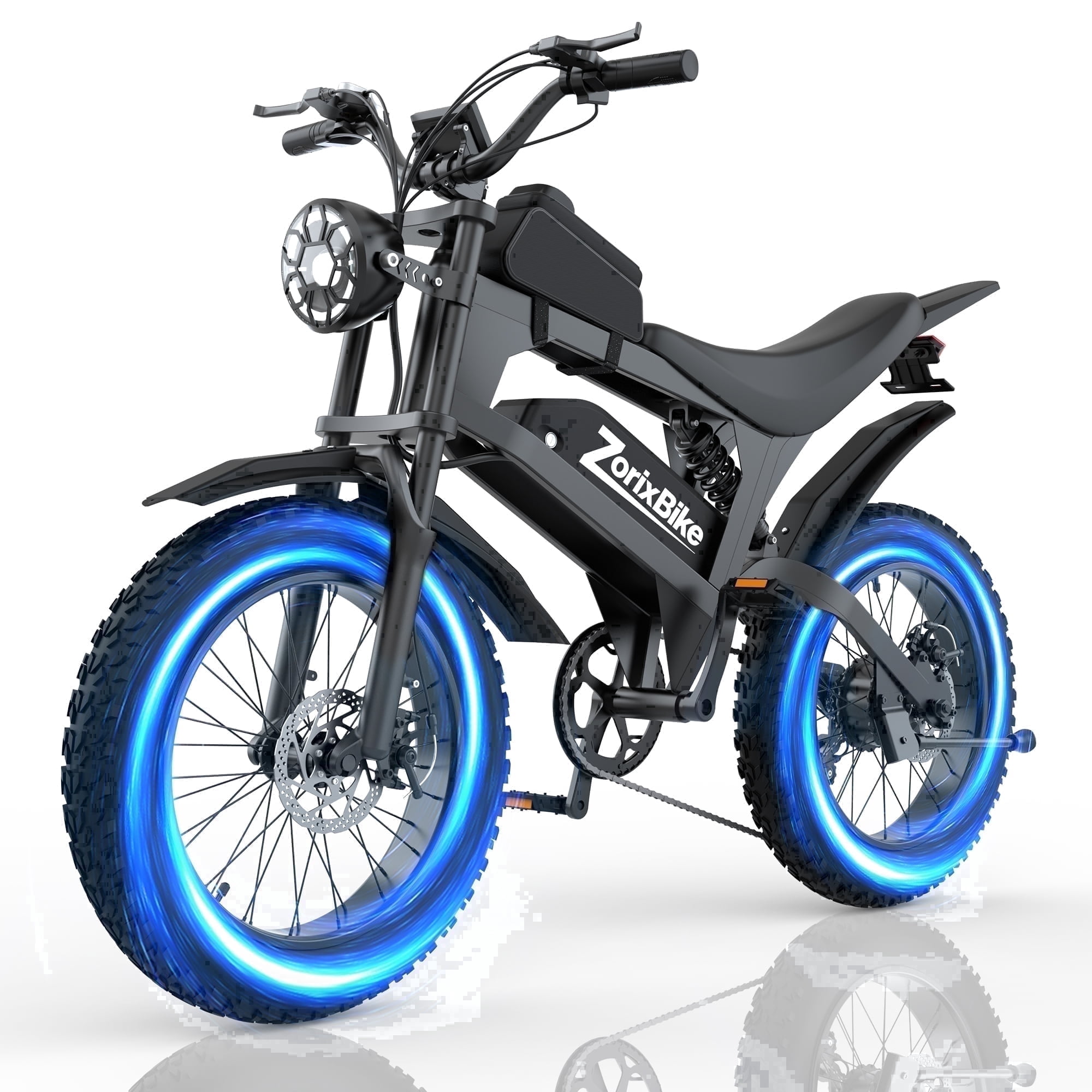 Zorixbike R8 Mini Electric Mountain Bike 48V peak1500W Fat Tire E-Bike 7-Speed with LED Display UL2849 Certified (Ages 15+)