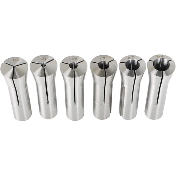 R8 Round Collet Set 6Pcs R8 Collet Chuck Spring Collet Set CNC Engraving Milling Lathe Chuck Tool 1/8-3/4 Inch Fit for CNC Engraving Machine and Milling Lathe Tool