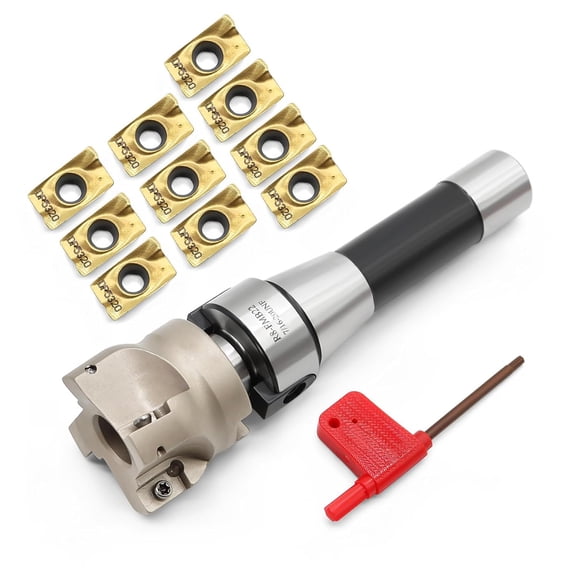 R8 FMB22 7/16-20UNF Face Mill Arbor 400R 50MM Shell Mill Cutter | 10Pcs APMT1604 Carbide Inserts and T15 Wrench