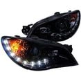 thumbnail image 1 of R8 Style DRL LED Light Strip Projector Headlight Head Lamp Replacement in Gloss Black Housing Smoke Lens Made For And Compatible With 2006 - 2007 Subaru Impreza WRX STI 06 07, 1 of 2