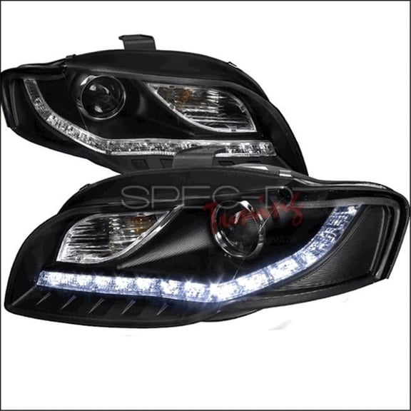 R8 Style Projector Headlight for 06 to 08 Audi A4, Black - 10 x 21 x 27 in.