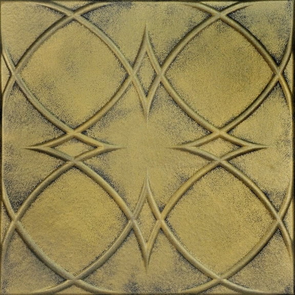 R82 - Circles And Stars Foam Glue-up Ceiling Tile in Antique Brass (259.2 Sq.ft / Pack) - 96 Pieces
