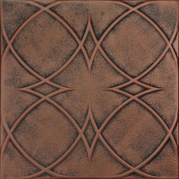 R82 - Circles And Stars Foam Glue-up Ceiling Tile in Antique Copper Orange (129.6 Sq.ft / Pack) - 48 Pieces