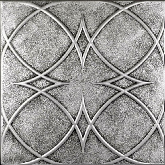 R82 - Circles And Stars Foam Glue-up Ceiling Tile in Antique Silver (129.6 Sq.ft / Pack) - 48 Pieces