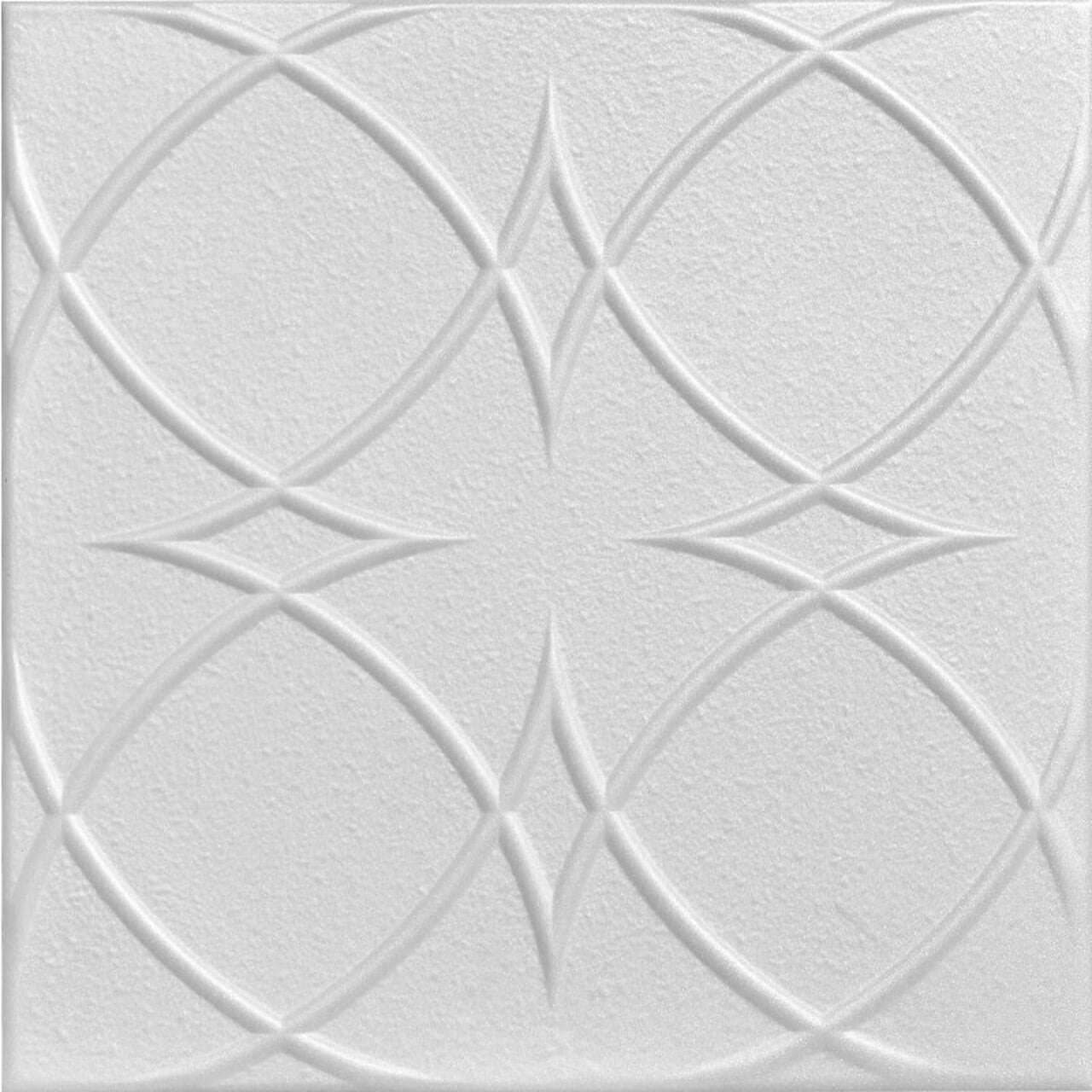 Plain White Polystyrene Glue-Up Ceiling Tile with Circles and Stars Design