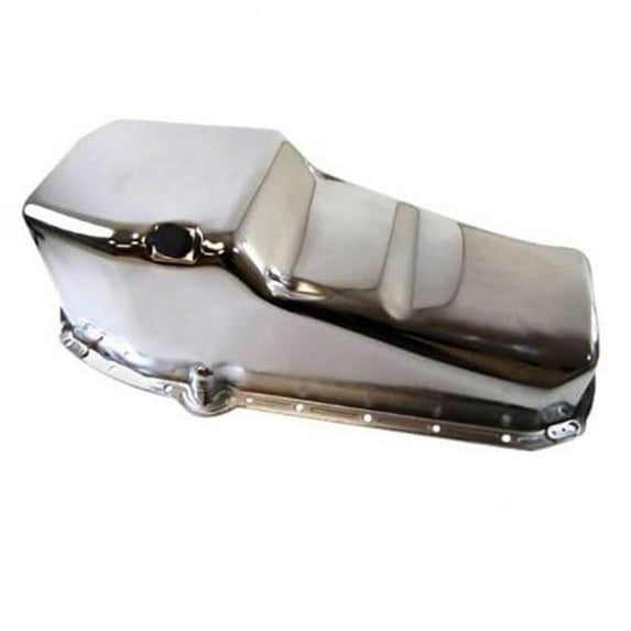 R9005 OEM Style Stamped Steel Oil Pan for 1955-1979 Chevy 3B & Chevy 3C, Chrome