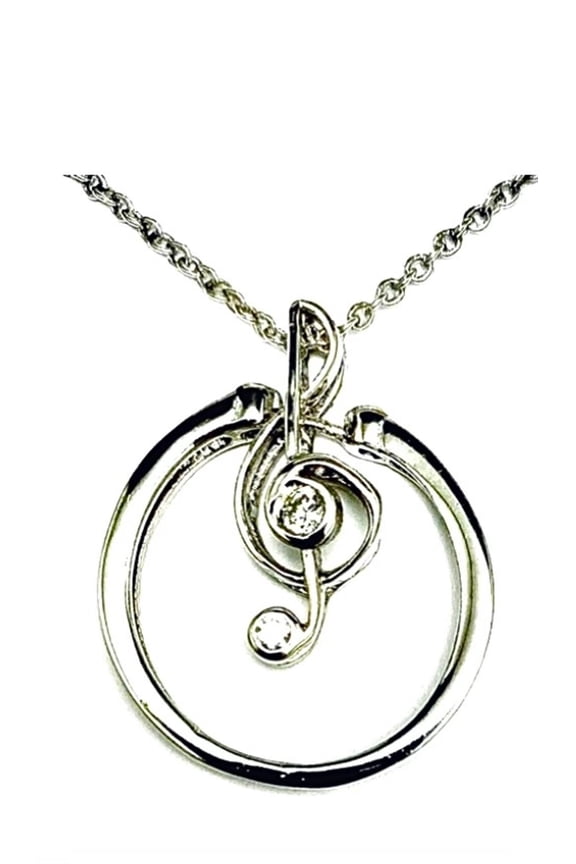 R913 Musical Note Two-in-One Sterling Silver Ring & Pendant Gift for Her