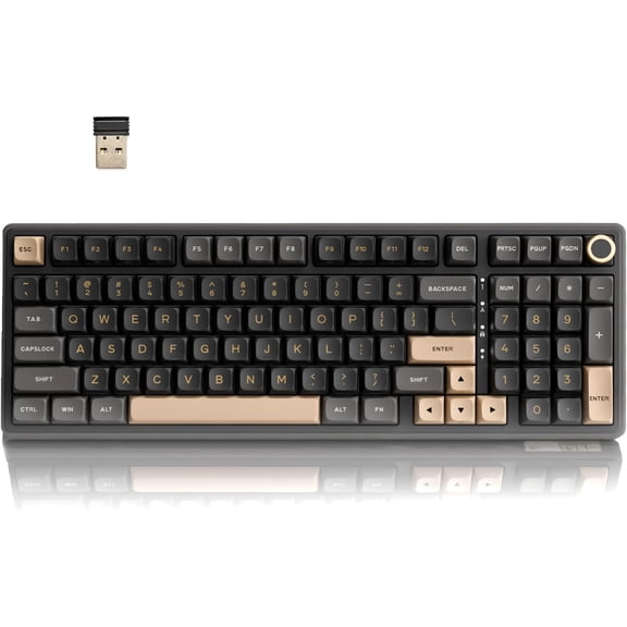 R98 Pro Wireless Mechanical Keyboard, Creamy Bluetooth/2.4GHz/Wired RGB Gaming Keyboard with Number Pad and Knob, MDA Profile PBT Keycaps, Gasket Hot Swappable Linear Switch, Black