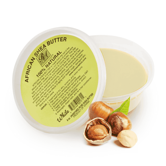 RA Cosmetics Pure Shea Butter 8 oz Natural Moisturizing Body Butter for Skin & Hair Handcrafted in Ghana