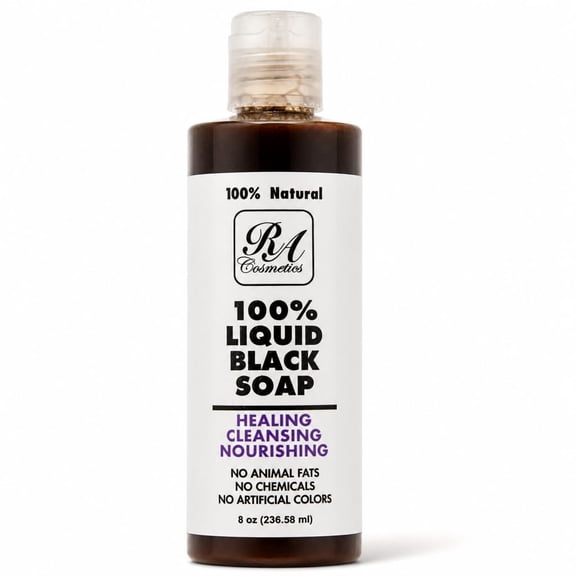 RA COSMETICS 100% African Liquid Natural Black Soap - 8 oz