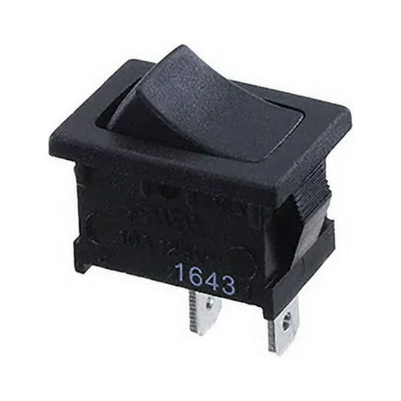 RA11431100 Rocker Switch - SPST-NO - 11A - 125VAC - Black Concave (Curved) Actuator - Non-Illuminated - No Marking - 0.187 (4.7mm) 503-297-8878 Quick Connect - Snap-In - Panel Mount.