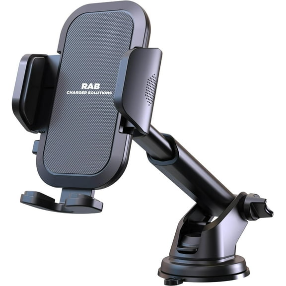 RAB CHARGING SOLUTIONS- Phone Holder Mount for Car Dashboard in Black, 3-in-1 Air Vent Windshield Phone Mount for Car, Durable Car Phone Holders for iPhone 15 14 13 and Android