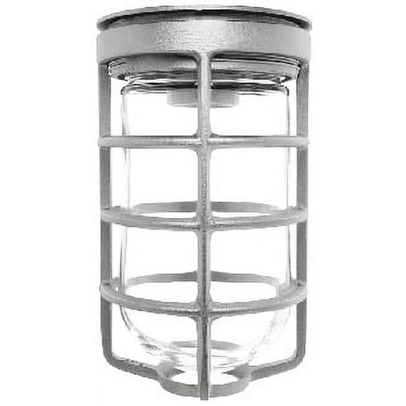 RAB Lighting VAPORPROOF 100 CEILING SILVER WITH GLASS GLOBE CAST GUARD