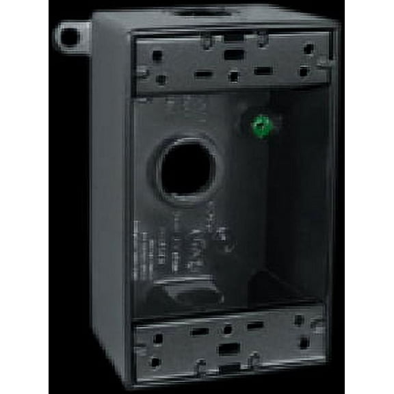 RAB Lighting WEATHERPROOF SINGLE OUTLET 3 HOLE BOX 1/2" BLACK