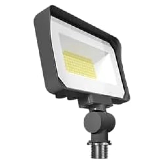 RAB Lighting X34S Adjustable General Purpose Flood Light, 3000K/4000K/5000K Selectable, 20W/25W/35W Adjustable, 0-10V Dim to 10%, 120/277V, 1/2'' Knuckle Mount, DLC Standard, Bronze