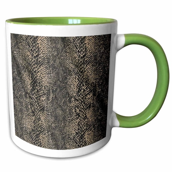 RAB Rockabilly Gray and Tan Python Snake Print 15oz Two-Tone Green Mug mug-28927-12