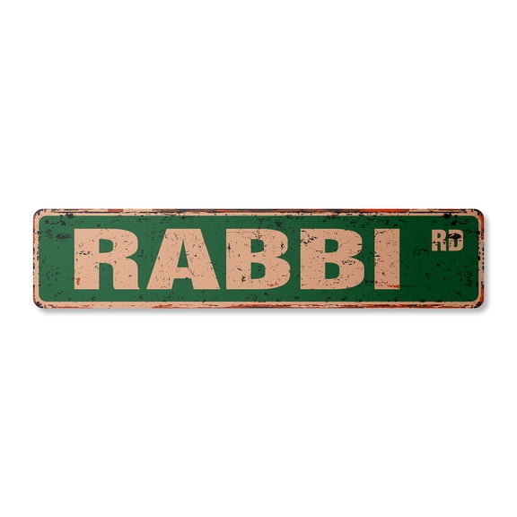 RABBI Vintage Aluminum Street Sign synagogue hanukkah Jewish cantor temple rustic metal tin | Indoor/Outdoor | 30" Wide