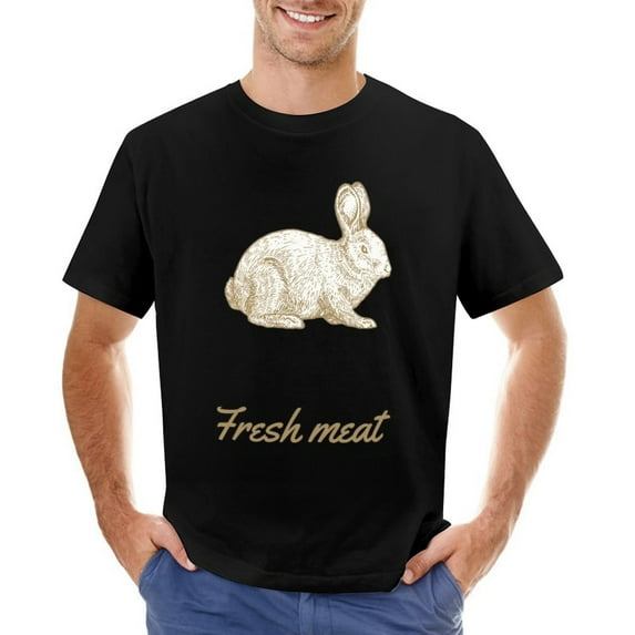 RABBIT FARM Vintage T-shirt Mens Cotton Classic Crewneck Short Sleeve Tees Unisex Black M