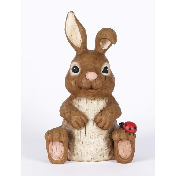 Hi-Line Gift Ltd 75637-B Rabbit Sitting with Ladybug