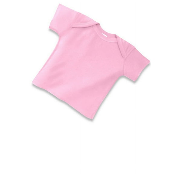 RABBIT SKINS 5 oz. Baby Rib Lap Shoulder T-Shirt (R3400) Pink, 6 Months