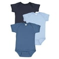 thumbnail image 1 of RABBIT SKINS Baby Bodysuit Girl & Boy | Newborn 0-3 Months to 24 Month Toddler 3-Pack Bulk Set, Snap Easy Closure, Basic Indigo/ Lt. Blue/ Denim, Newborn, 1 of 5