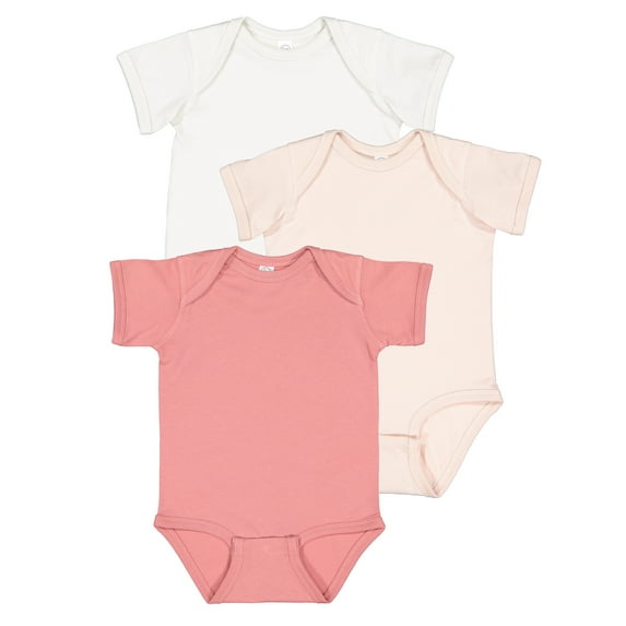 RABBIT SKINS Baby Bodysuit Girl & Boy | Newborn 0-3 Months to 24 Month Toddler 3-Pack Bulk Set, Snap Easy Closure, Basic Mauvelous/ Blush/ Porcelain 18 Months
