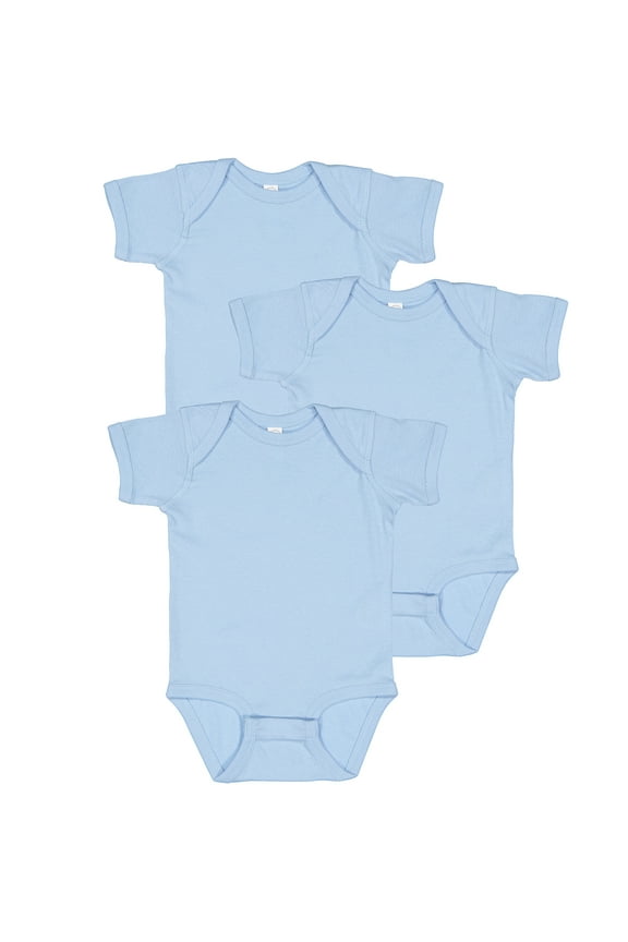 Baby Bodysuit Girl & Boy | Newborn 0-3 Months to 24 Month Toddler 3-Pack Bulk Set, Snap Easy Closure, Basic Light Blue, 6 Months