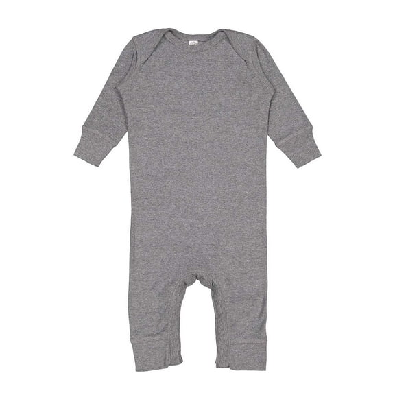 RABBIT SKINS Baby Long Sleeve Long Leg Bodysuit Boy & Girl | Newborn 0-3 to 24 Months, Granite Heather, Newborn