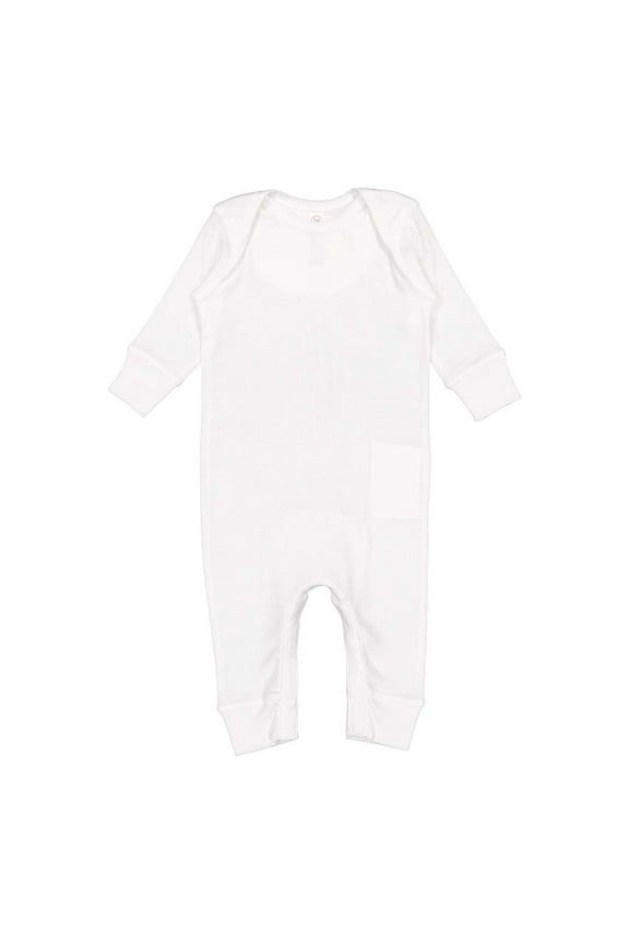 Baby Long Sleeve Long Leg Bodysuit Boy & Girl | Newborn 0-3 to 24 Months, White, 6 Months
