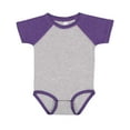 thumbnail image 1 of RABBIT SKINS Baby Short Sleeve Raglan Baseball Bodysuit (4430) Vintage Heather/Vintage Purple, NB, 1 of 4