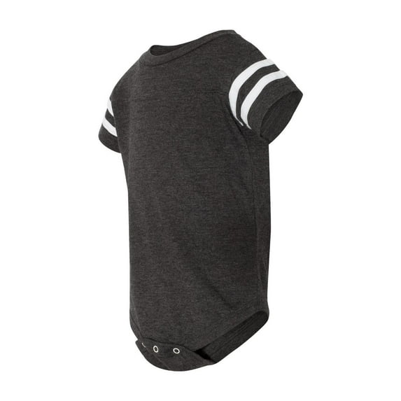 RABBIT SKINS, Baby Soft Short Sleeve Football Bodysuit, Vinatage Smoke Blended White, Newborn