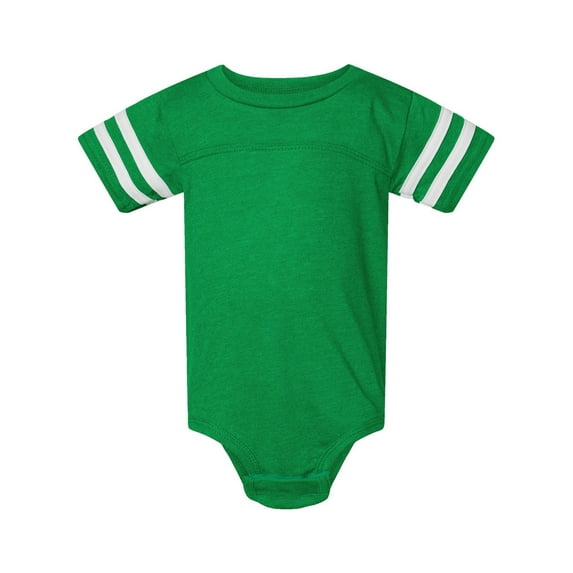 RABBIT SKINS, Baby Soft Short Sleeve Football Bodysuit, Vintage Green Blended White, 24 Months