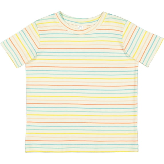 RABBIT SKINS Fine Jersey Toddler T-Shirt Boy & Girl| Kids Tee| Blank Child Tshirt, Sunkissed Stripe, 7