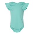 thumbnail image 1 of RABBIT SKINS Infant Girl Flutter Sleeve Bodysuit| Baby Ruffle Romper, Saltwater, 18 Months, 1 of 4