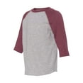 thumbnail image 1 of RABBIT SKINS Toddler Fine Jersey Raglan 3/4 Sleeve Baseball Tee, Vintage Heather/Vintage Burgundy, 2T, 1 of 3