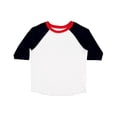 thumbnail image 1 of RABBIT SKINS Toddler Fine Jersey Raglan 3/4 Sleeve Baseball Tee, White/Navy/Red, 3T, 1 of 5