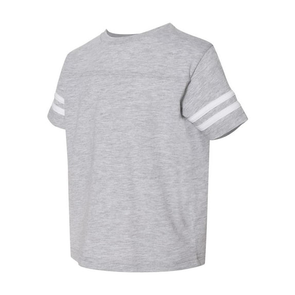 RABBIT SKINS Toddler Fine Jersey Short Sleeve Football Tee, Vintage Heather/Blended White, 2T
