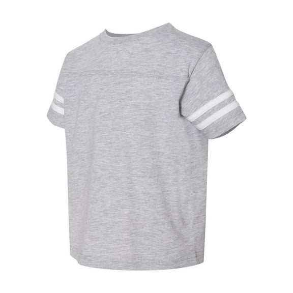 RABBIT SKINS Toddler Fine Jersey Short Sleeve Football Tee, Vintage Heather/Blended White, 2T