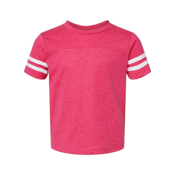 RABBIT SKINS Toddler Fine Jersey Short Sleeve Football Tee, Vintage Hot Pink/Blended White, 5/6