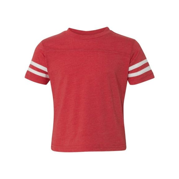 RABBIT SKINS Toddler Fine Jersey Short Sleeve Football Tee, Vintage Red/Blended White, 4T