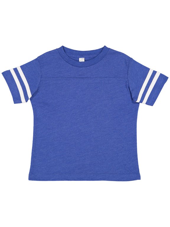Toddler Fine Jersey Short Sleeve Football Tee, Vintage Royal/Blended White, 5/6