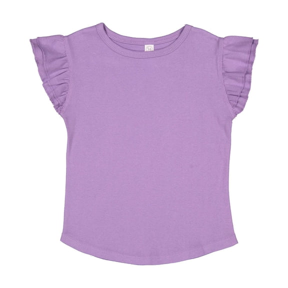 RABBIT SKINS Toddler Girls Flutter Sleeve Tee | Cute T-Shirt with Ruffles, Lavender, 3