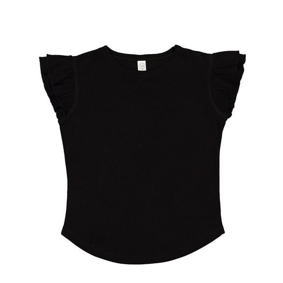 RABBIT SKINS Toddler Girls Flutter Sleeve Tee | Cute T-Shirt with Ruffles, Lavender, 5