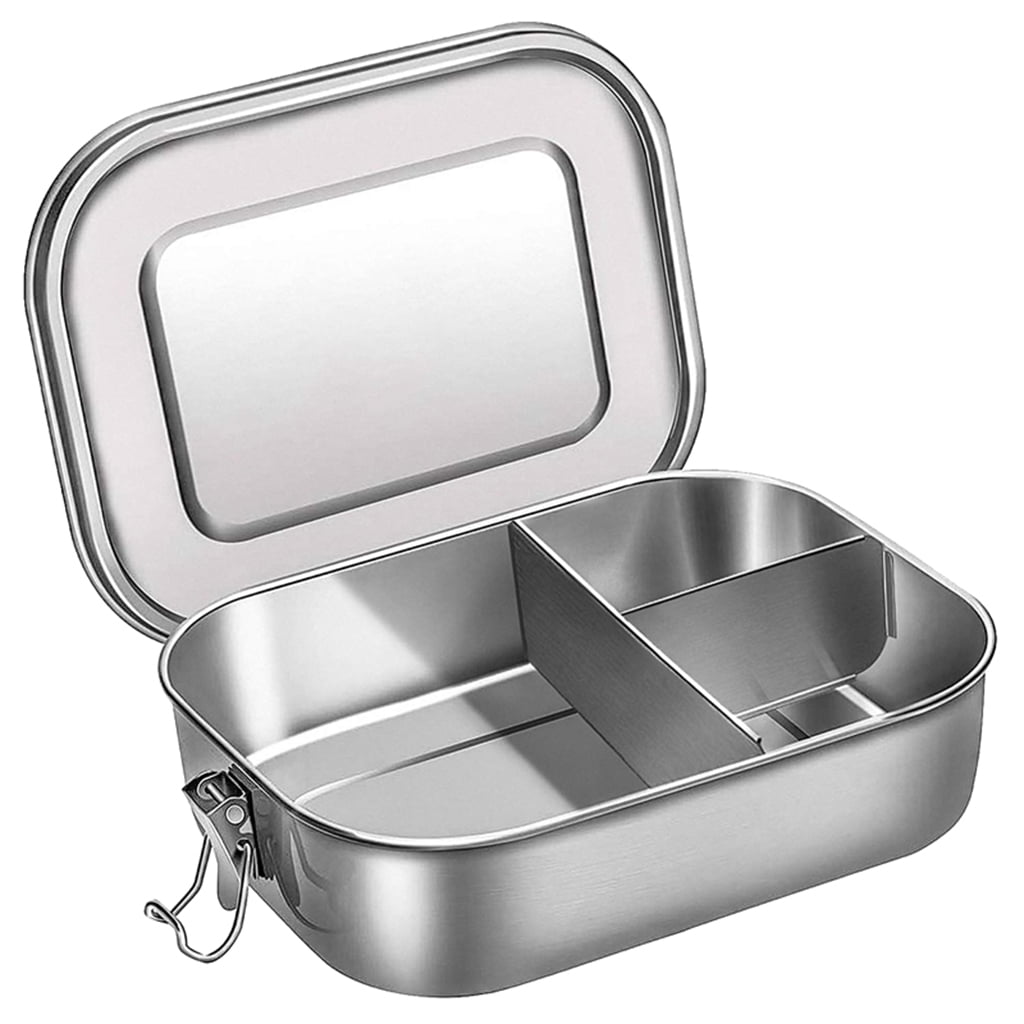 RABBITH 304 Stainless Steel Lunch Box 3 Compartment Metal Lunch Container Bento Box