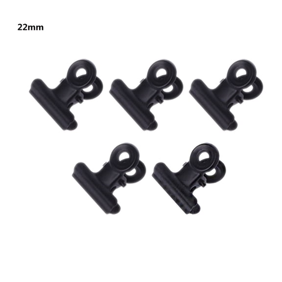 RABBITH 5 Pcs Bulldog Letter Clips Stainless Steel Black Metal Paper File Binder Clip St