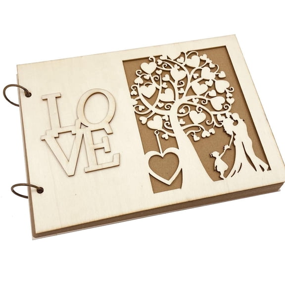 RABBITH Love Wedding Guest Book Personalized Wooden Family Tree Guestbook DIY Photo Signature Books Memory Album